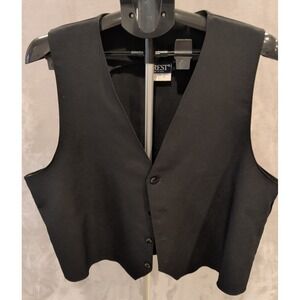 Vintage‎ CREST Black Formal Vest XL USA Classic Button Front Waistcoat
